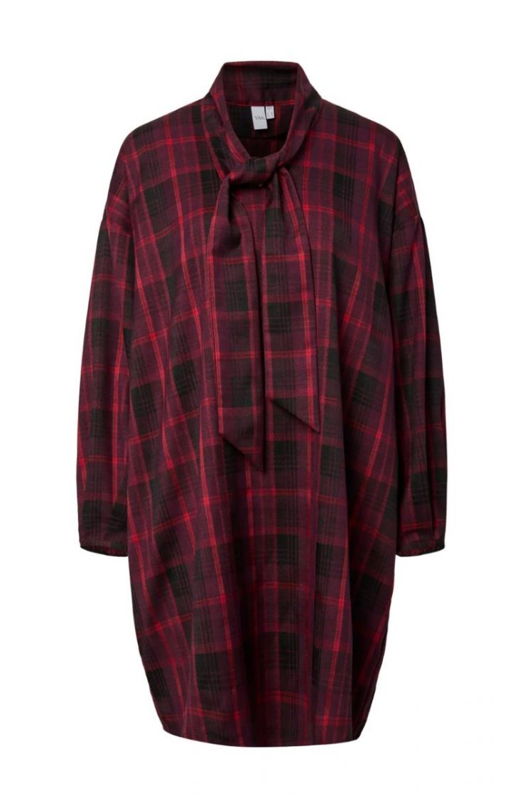 YASEVELINA LS TIE DRESS port royale red