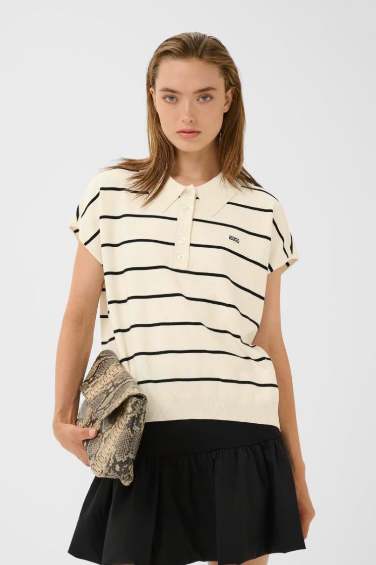 GZsaia ss polo pullover egret/black str