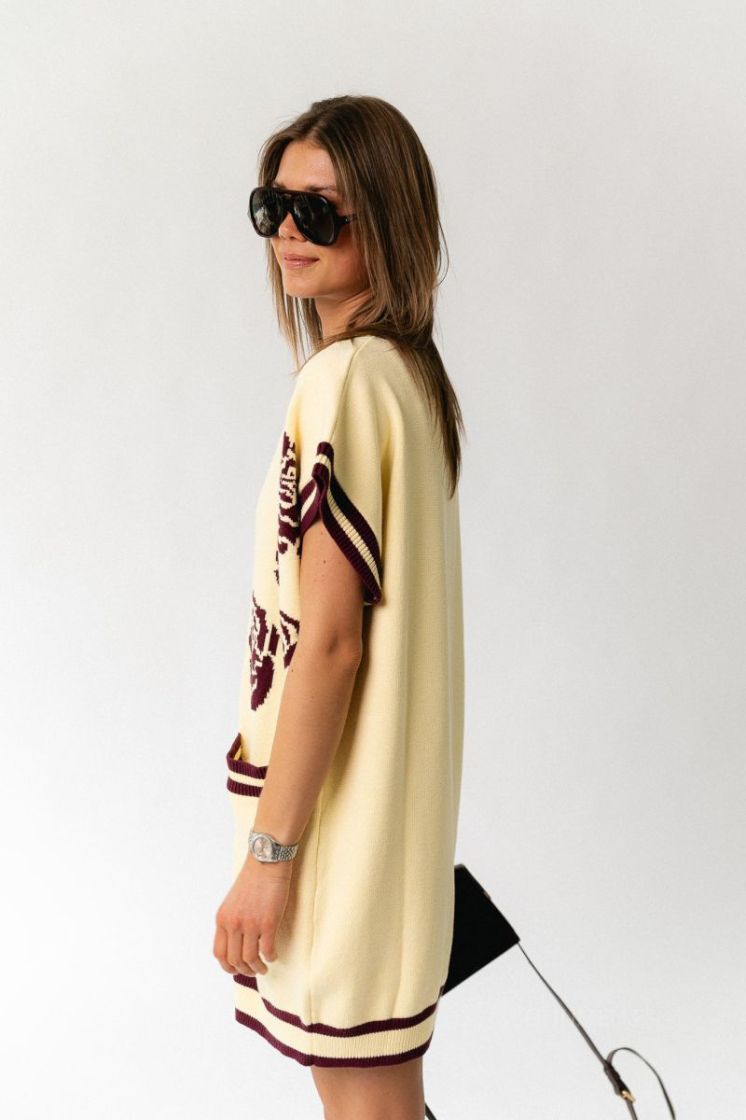 Margot dress yellow/burgundy