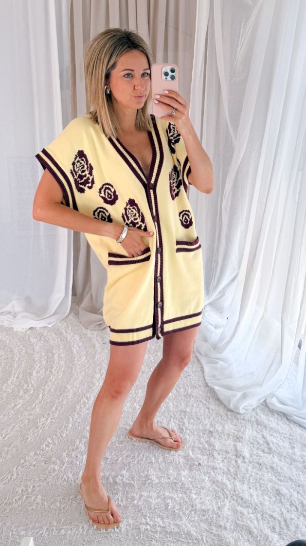 Margot dress yellow/burgundy