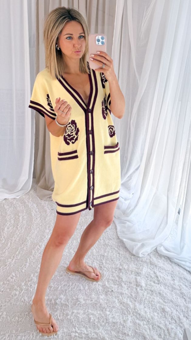Margot dress yellow/burgundy