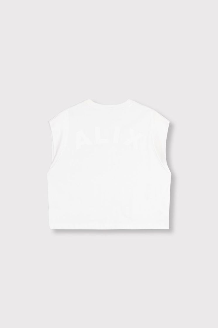 Knitted Sleeveless T-Shirt soft white