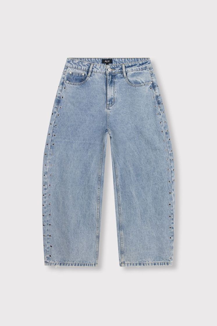 Woven Studded Barrel light blue deni