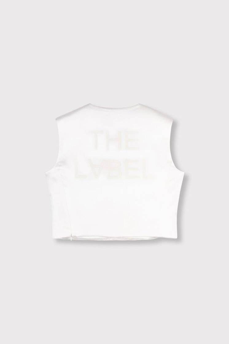 Woven Text Bow Top cream  