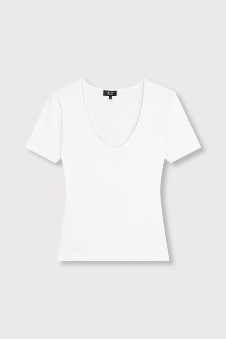 Knitted V-Neck T-Shirt soft white