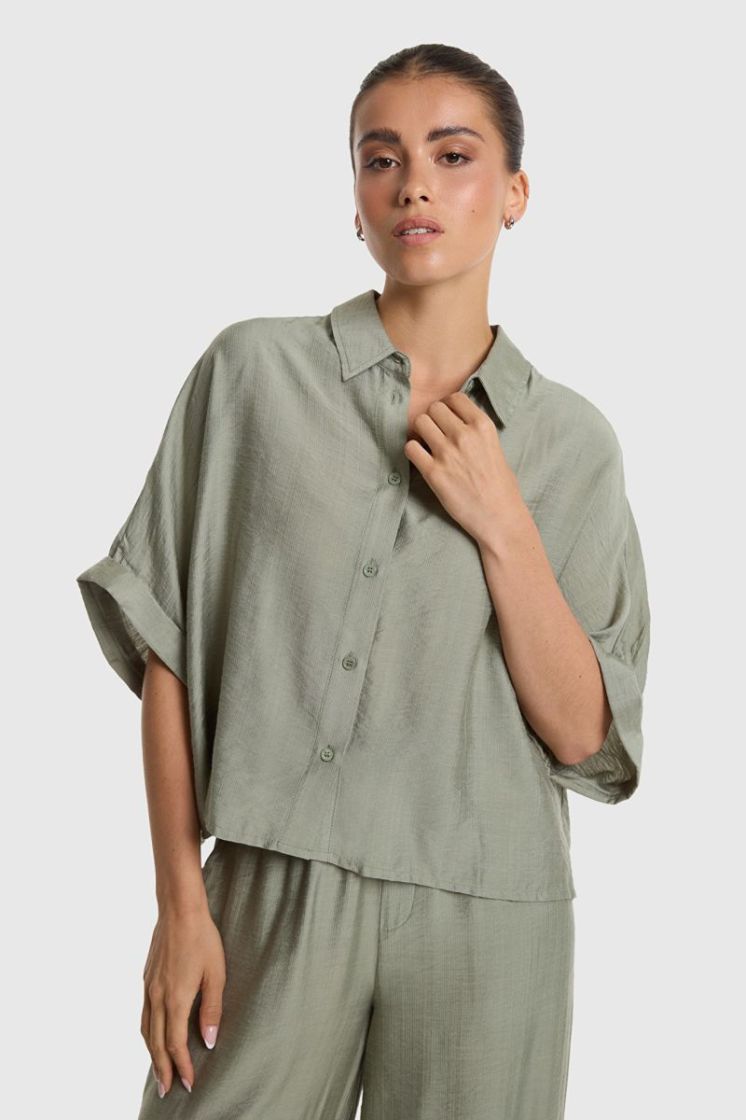 Woven Irregular Oversized Blou light army
