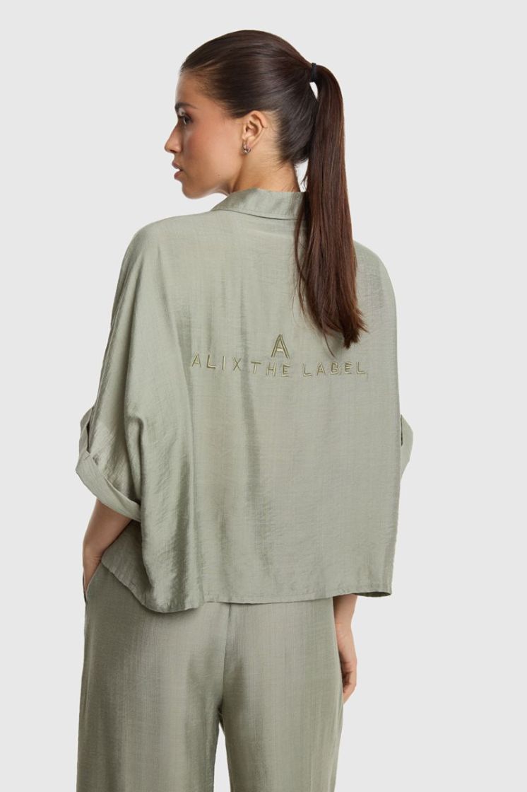 Woven Irregular Oversized Blou light army