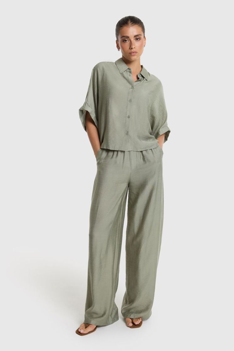 Woven Irregular Oversized Blou light army