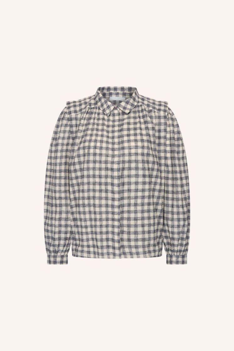 maia check blouse ash grey check