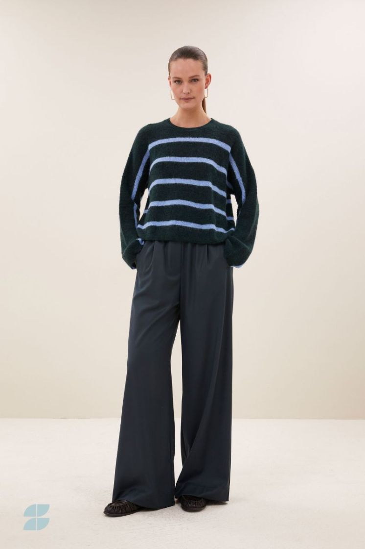 vide stripe pullover green cloud str