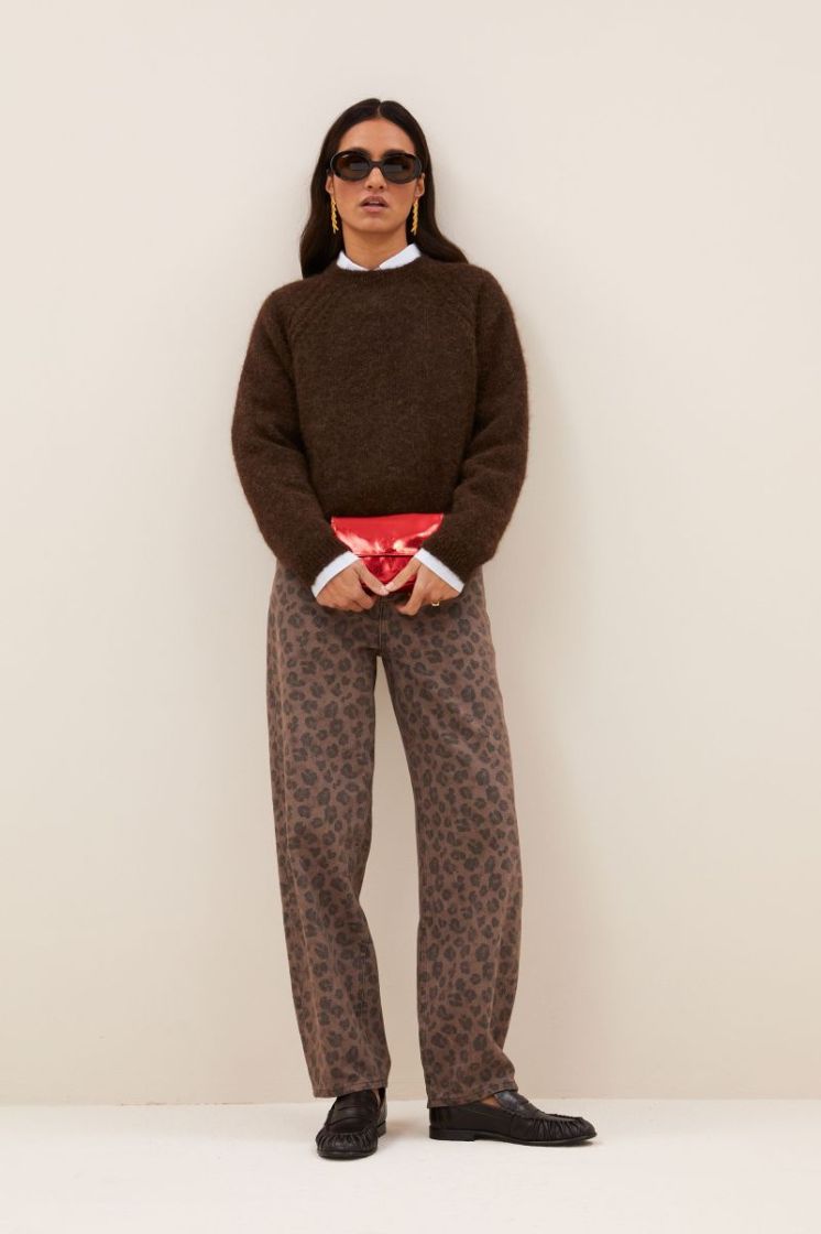 lew cheetah chocolate pants chocolate brown