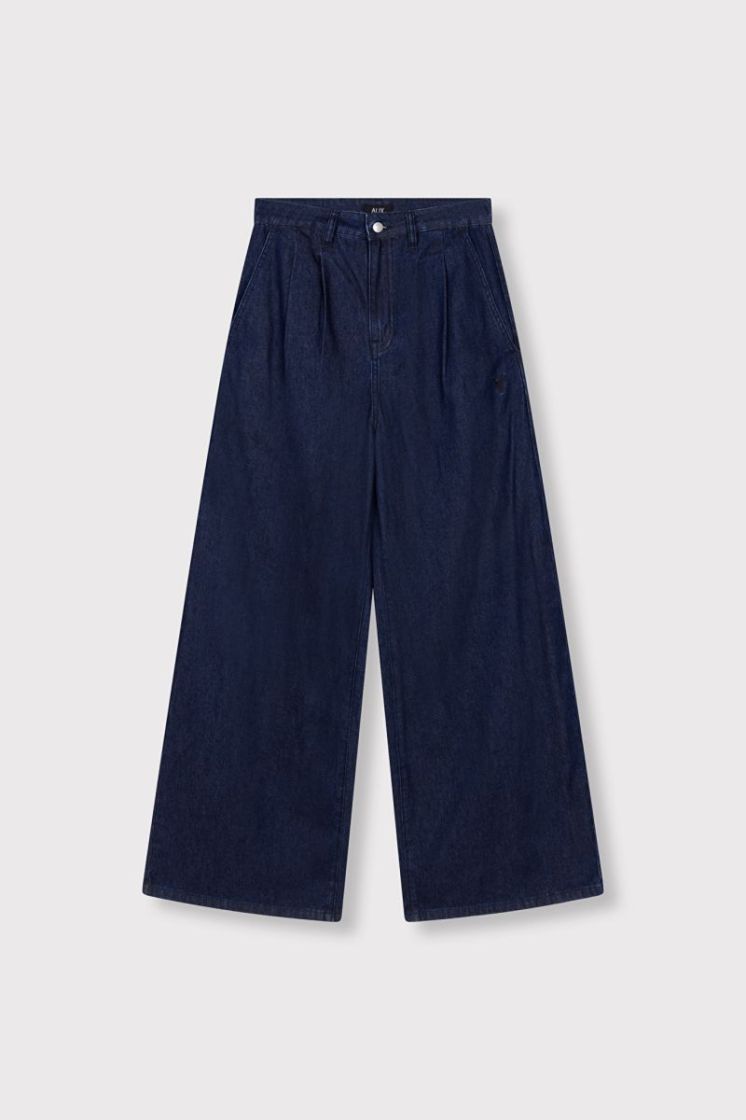Woven Wide Leg Denim Pants indigo denim