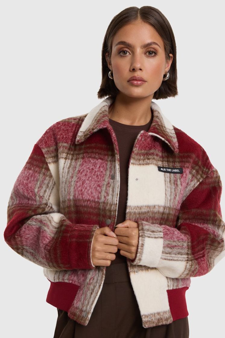 Woven Hairy Check Jacket multi color