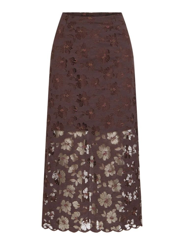VIHARRIET HW MIDI LACE SKIRT raisin  