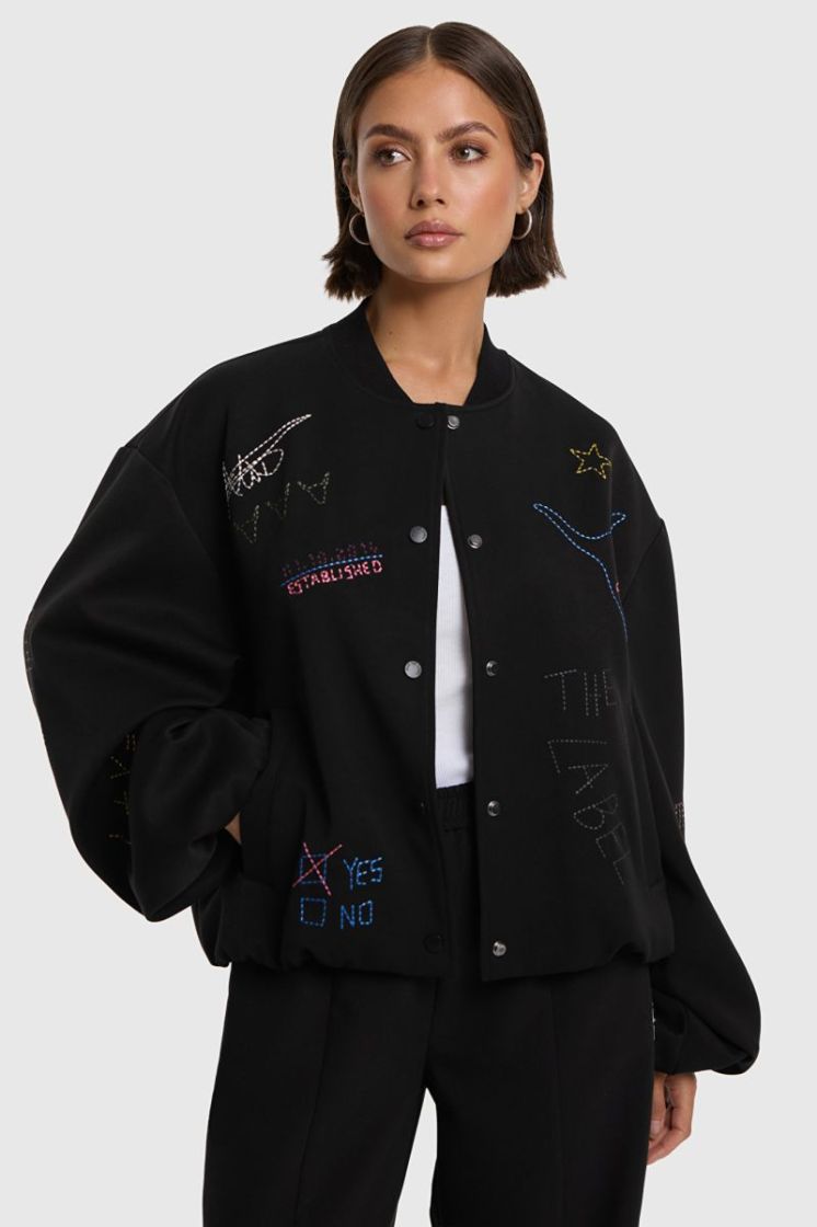 Woven Artwork Bomber black