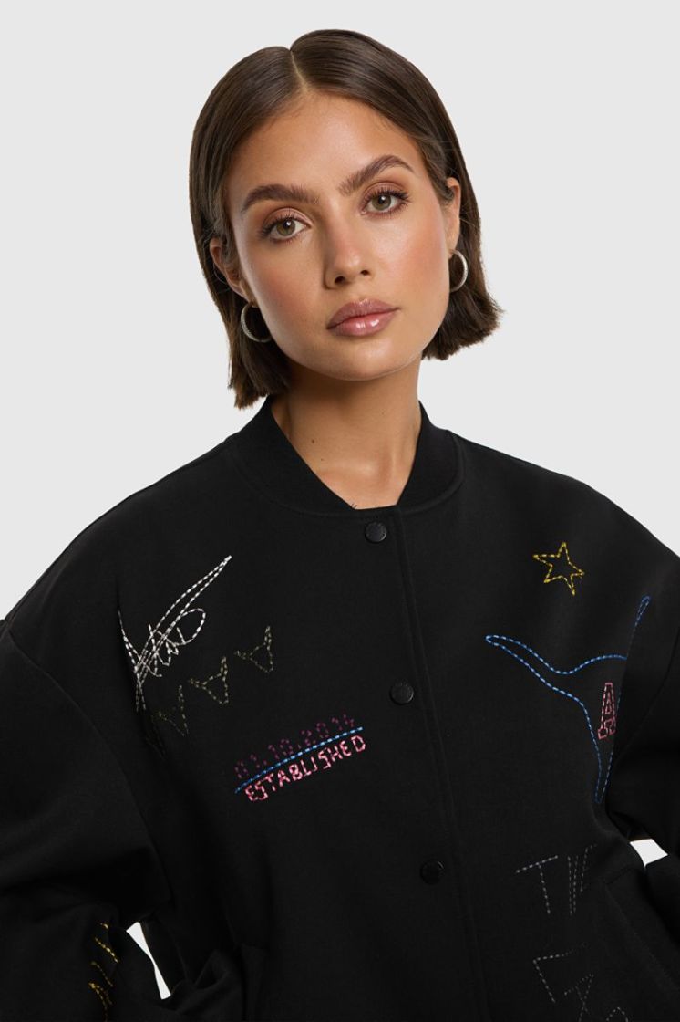 Woven Artwork Bomber black
